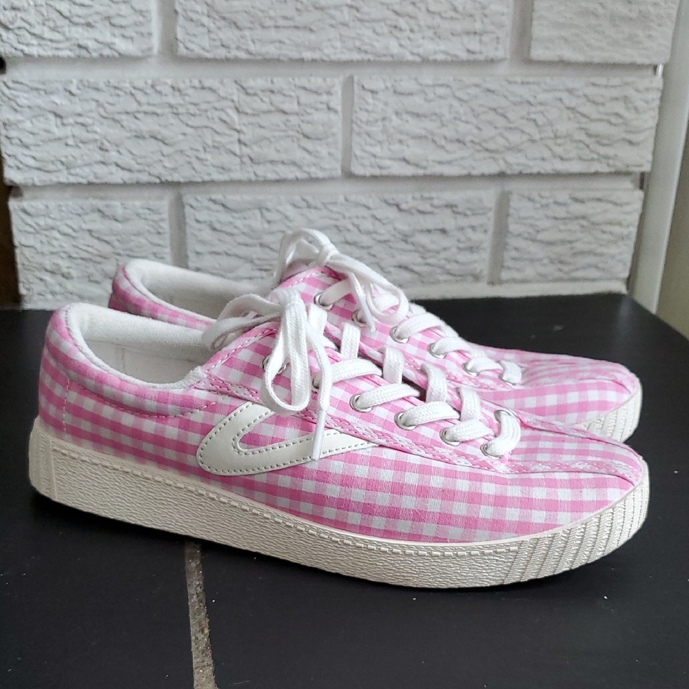 Tretorn Nylite4Plus Women's Pink Gingham Checkered Sneakers Size 6